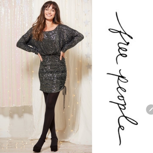 free people giselle mini dress Free People Giselle Mini Dress Black Sequins Party Cocktail Chic XS NWT $168